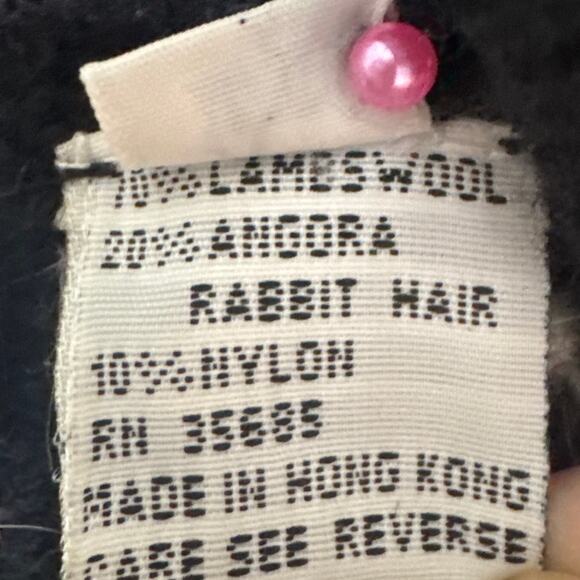 VTG Evan Picone Argyle Cardigan Lambswool Angora Black Red 80's Size PM Preppy - Picture 7 of 7